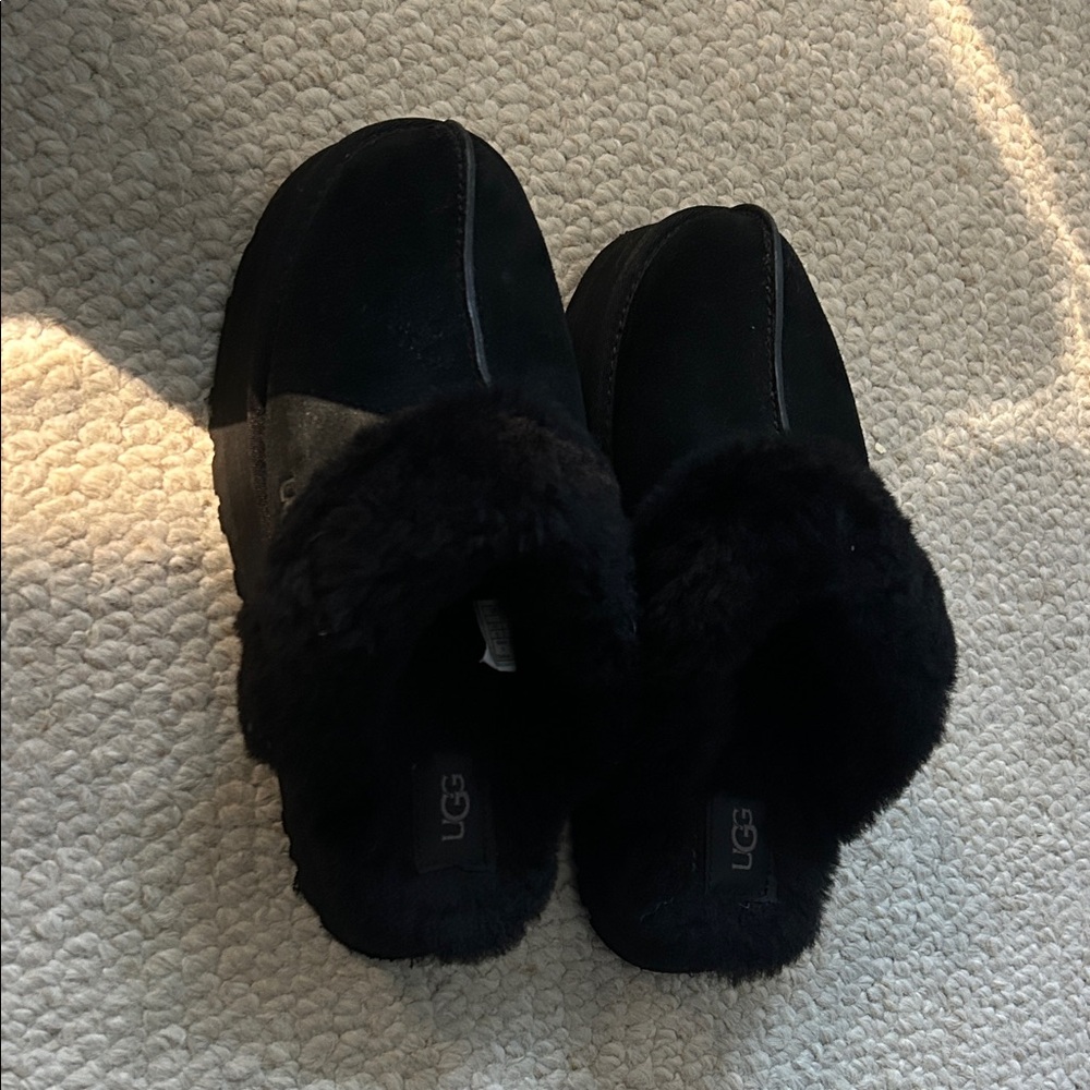 UGG Black Shearling Slip-Ons